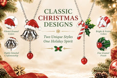 Candy Cane & Holly Berry Pendant Necklace