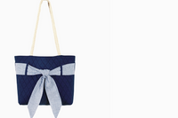 Whether you're hitting the high seas or headed out to dinner, this sweet navy quilted  bag has a fun nautical touch with a rope handle.  