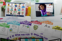 Learn & Play Sensory Bins' kit featuring sorting and graphing activities inspired by a story theme. Learn & Play Sensory Bins' kit 