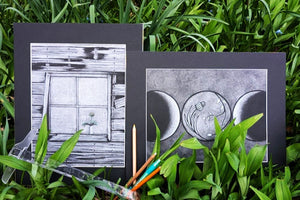 Our May 2026 Art Box, will include the drawings, Window Pane and Silent Bloom.  Come and get dirty with us and create.