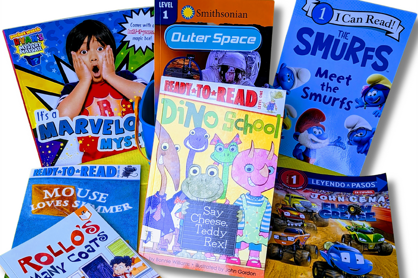 Young Reader Starter Pack For Ages 3-12 year old - Lot of 10 Books personalized by age/grade for boys and girls