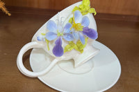 Hand Sculpted Floral Ceramic Art，a one of a kind coffee mug or a handcrafted tea cup.Enjoy with afternoon reading or during teatime.