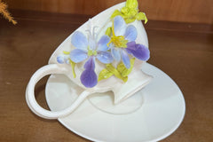 Hand Sculpted Floral Ceramic Art，a one of a kind coffee mug or a handcrafted tea cup.Enjoy with afternoon reading or during teatime.