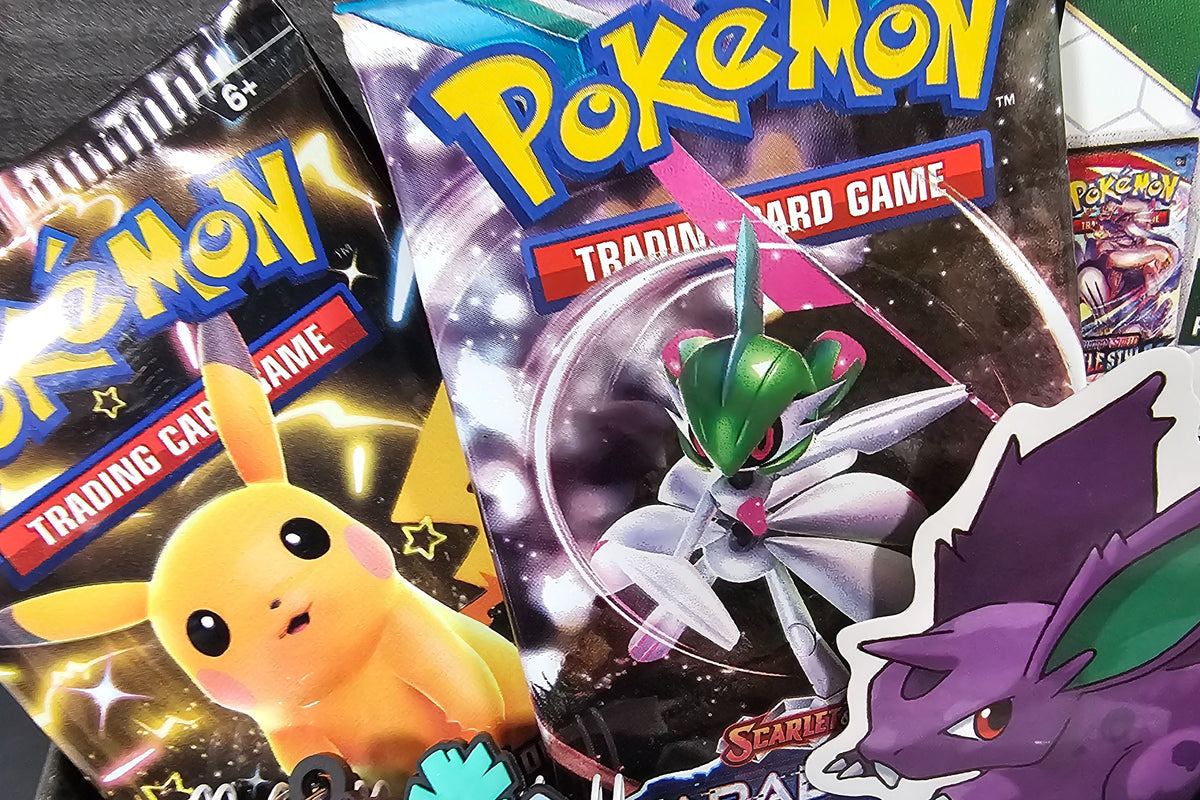 pokemon card pack boxes Subscription Box - Value up to $125 Colour:Neon Green ST-24 and Meowth ex Score free Pokémon alongside