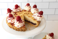 Almond Raspberry Tart DIY Baking Kit with pre-measured ingredients, tart pan, and step-by-step instructions