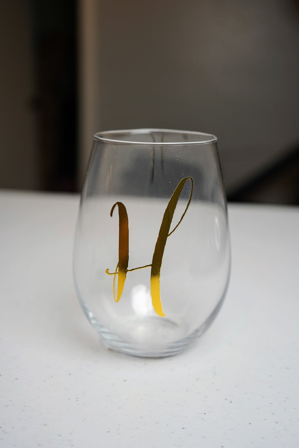 Drinking Glass with H monogram