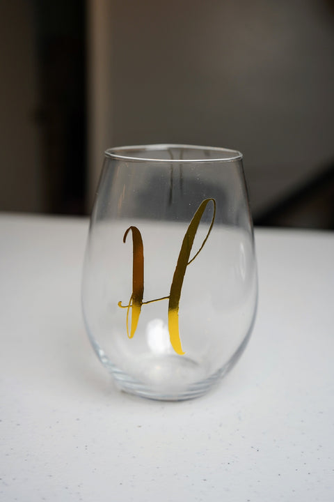 Drinking Glass with H monogram