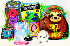 Paint by Sticker, Lollipopter, Crazy Aaron's Ghostwriters Thinking Putty, Fuzzy Ball Needoh, Twiddler, XL Pin Print, Flow Go