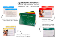 The pages of a Discovery Kit booklet showcasing the information, instructions, ideas, and sources inside.
