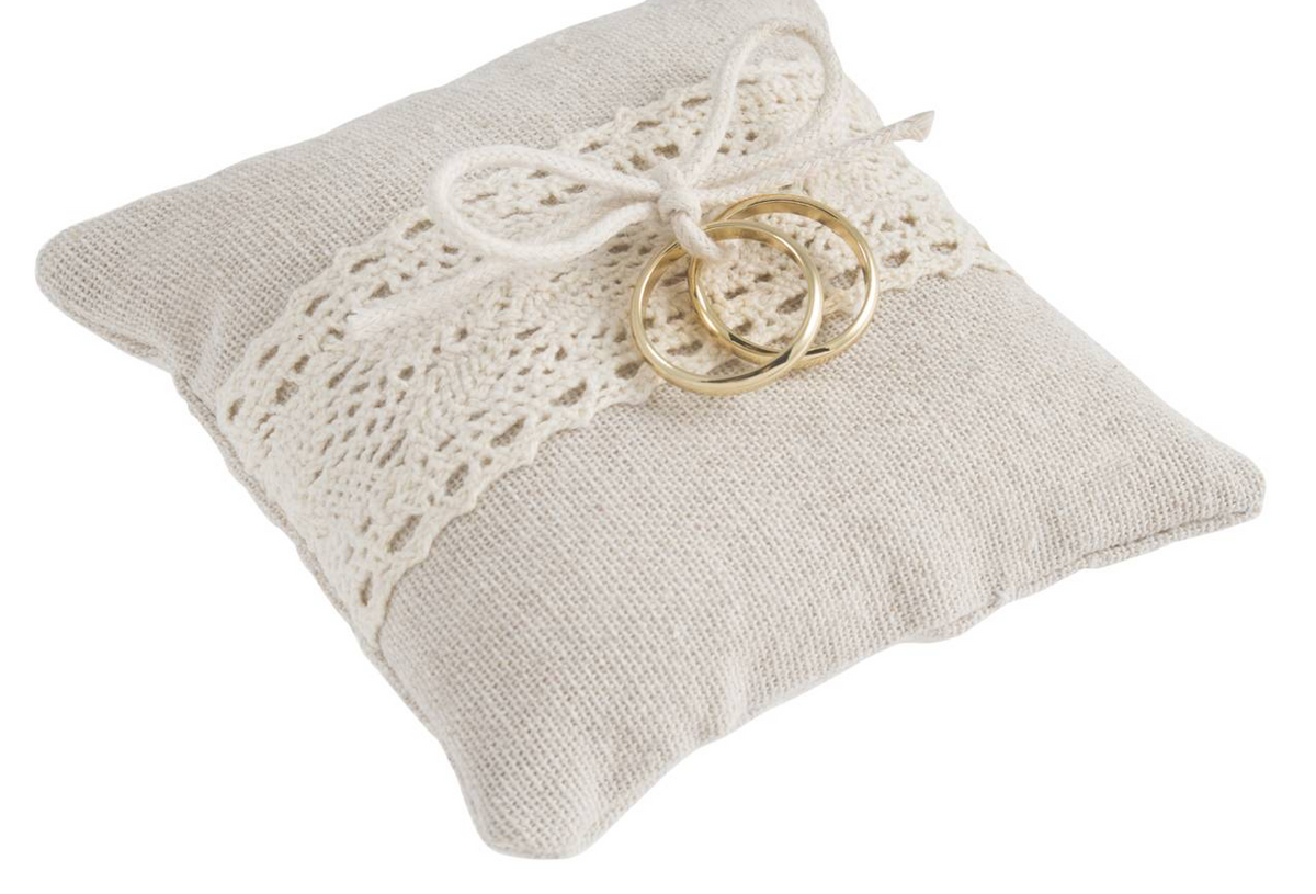 Linen and Lace Ring Cushion