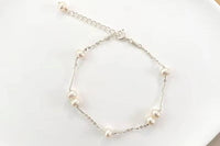 Sara Roses Flower Ivory Silver Pearl Ball Charm Gift Bracelet