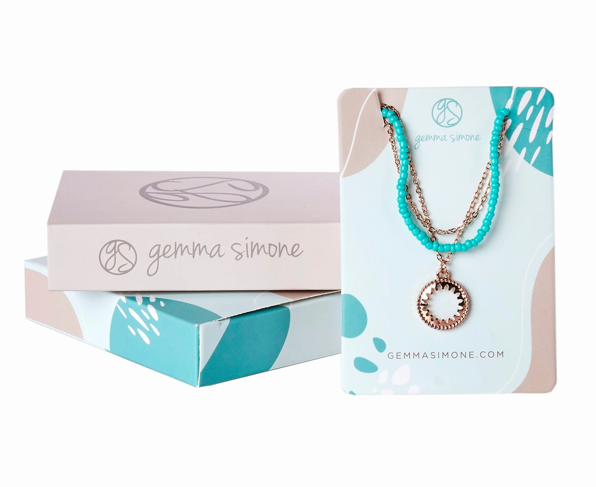 Gemma Simone Aqua Beaded Lariat