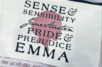 Includes a Jane Austen notions bags