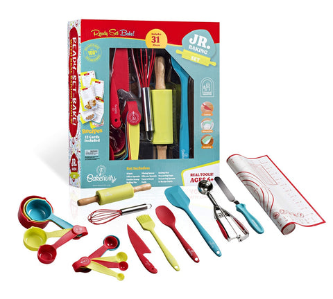 Baketivity 31 Piece Kids Cooking and Baking Set with Recipe Cards
