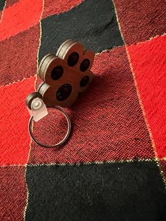 Paw Print Fidget Keychain- Walnut and Semi-Precious Jasper