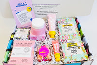 TEEN WISHBOX monthly subscription box featuring self-care items, skincare products, and positive messages for teen girls