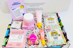 TEEN WISHBOX monthly subscription box featuring self-care items, skincare products, and positive messages for teen girls
