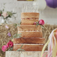 Just Married Wooden Cake Topper