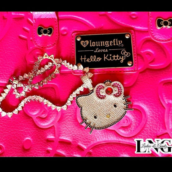 Sanrio “Hello Kitty” Blinged Out Hip hop Jewelry Cat Pendant w/Chain