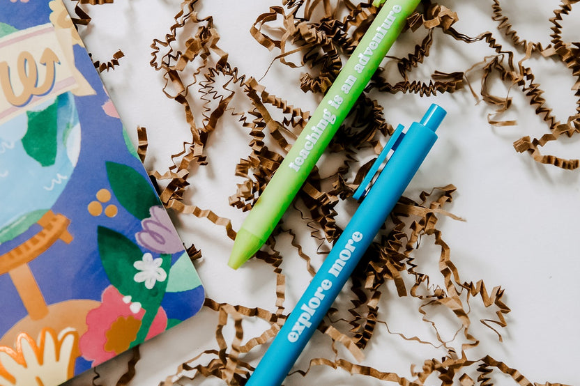 Explore Notebook, Jotter Pens & Laptop Sticker Bundle