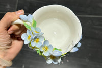 Hand Sculpted Floral Ceramic Art，a one of a kind coffee mug or a handcrafted tea cup.Enjoy with afternoon reading or during teatime.