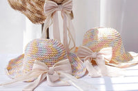 Monaco Cream Rose Ombré Ribbon Bow Straw Hat, Group Wedding and Anniversary Gift Hat, Mother's Day Gift