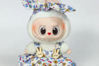This is a 2 piece set for your Labubu doll. It includes a headband with a matching floral dress. Labubu doll not included