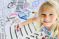 Seasonal kids coloring tablecloths; fun, themed designs delivered monthly for creative playtime all year long. Made in the USA