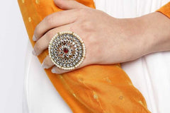 Zinc Gold-plated Jewel Set  (Gold, White)