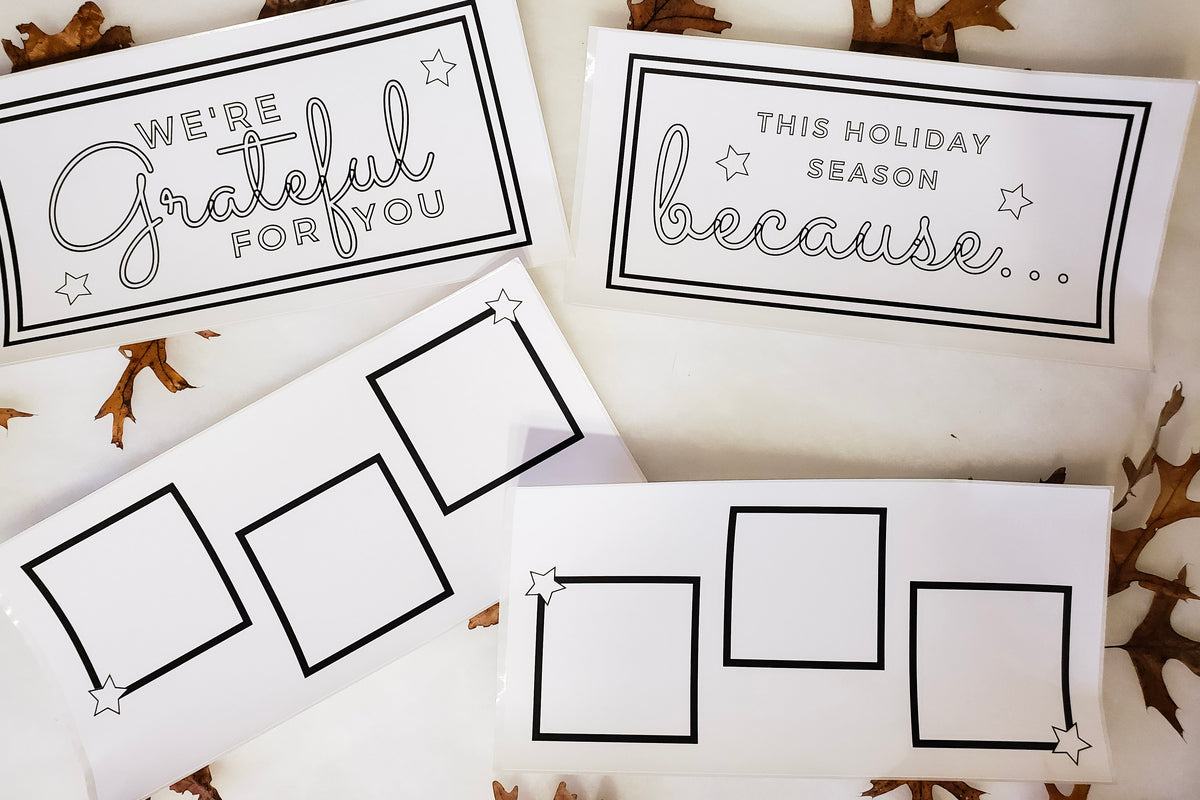 Image of We're Grateful For You This Holiday Season Because...Care Package Sticker Kit