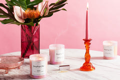 Premium candles hand-poured in small batches with 100% soy wax, fine fragrances and essential oils. Made with love. Non-toxic, clean, vegan.