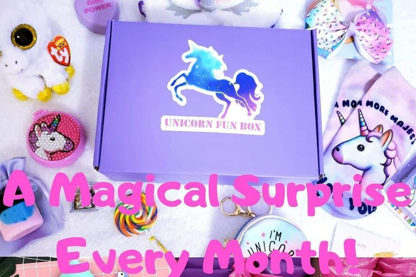 Unicorn Fun Box is a great and fun monthly gift for all ages and includes a variety of items to put a smile on every face