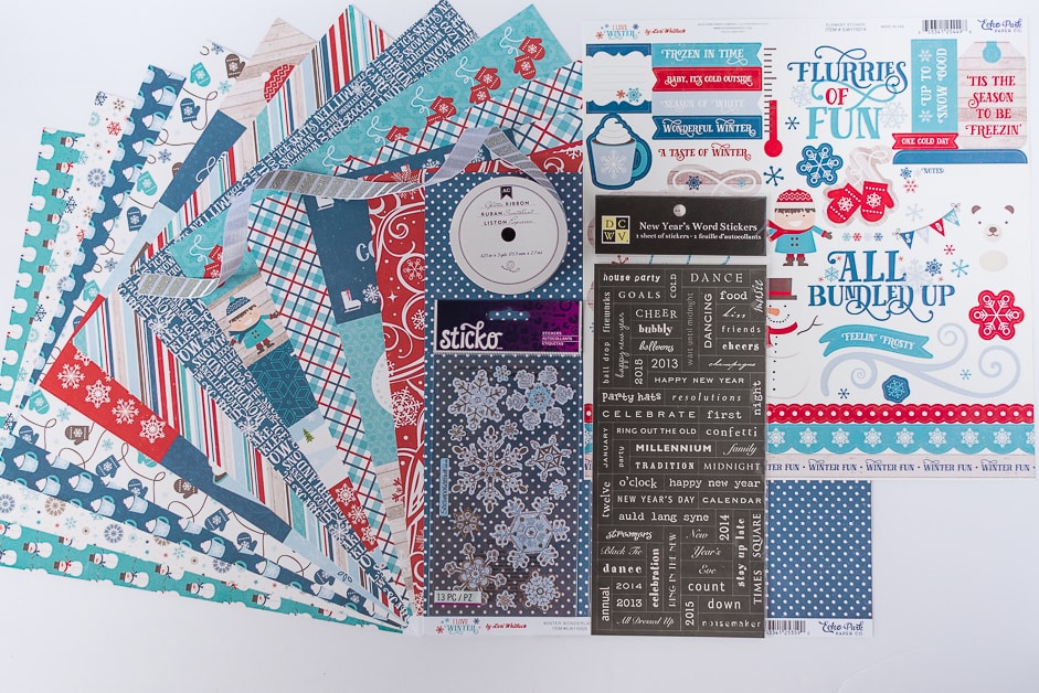 Image of I Love Winter - Echo Park Scrapbooking Kit with Bonus Embellishments