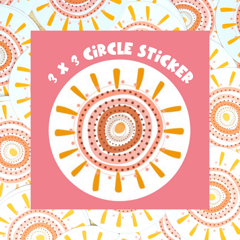 Boho Sun Circle Sticker - Cratejoy