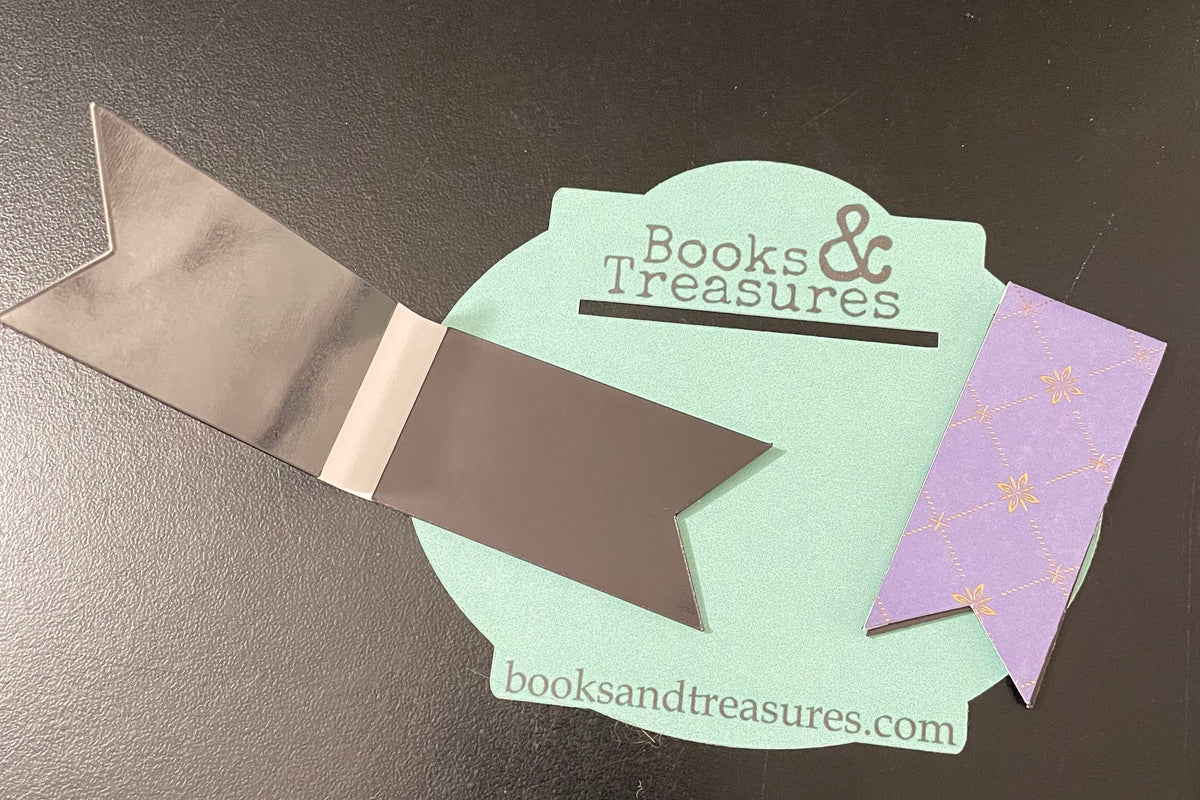 Image of Handmade Magnetic Bookmarks Floral and Gold Foil Paper