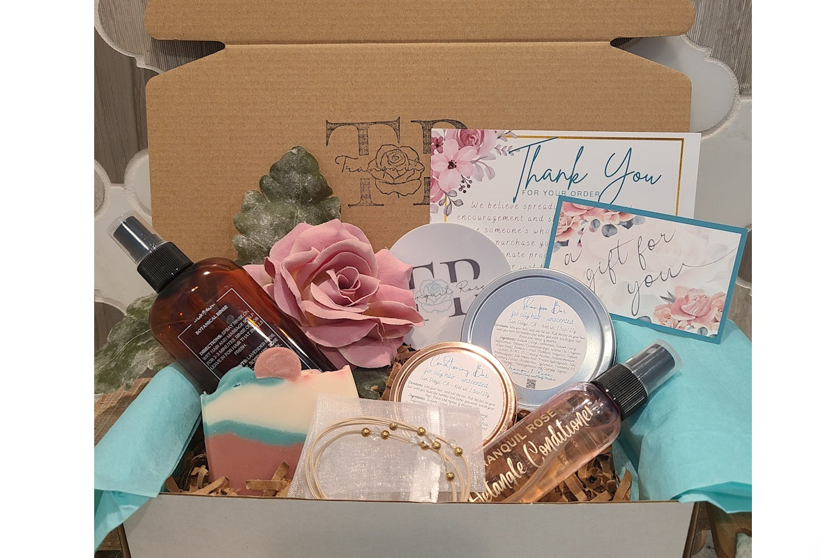 Subscription box includes amazing all-natural products great for all hair types.  Specify in the notes if you'd like dry or oil.
