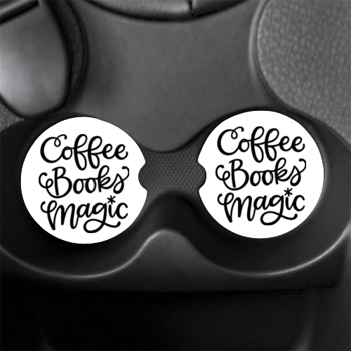 Image of Car Coasters - Coffee, Books and Magic