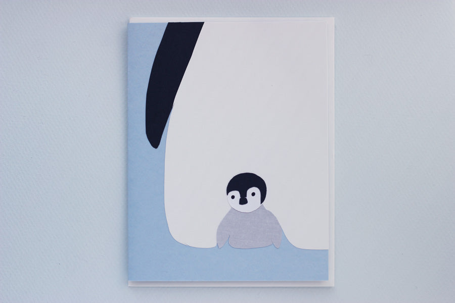 Image of Penguin Peekaboo - baby penguin and father greeting card from Chelleline Cards