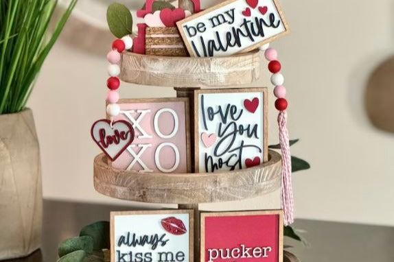 Seasonal Farmhouse Tiered Tray Decor Items Box