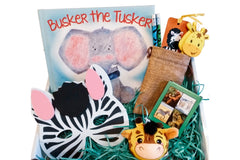 Colorful activity sheets from The Storytime Box featuring counting and addition exercises for children in a subscription box