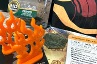 Dungeon Crate™ subscription box featuring exclusive member card, flame miniatures, and a treasure token for roleplaying games