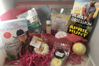 Bubbles & Books subscription box featuring a romantic novel, handmade soap, and bath products for relaxation