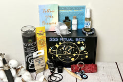Items inside the 555 ritual box talisman, incense, candle, herbs, spray, instructions, spiritual bath