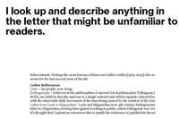 Letters often contain names and terms many readers won't recognize so I provide definitions and descriptions so everyone can enloy! 