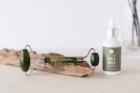 Add-on: Certified Facial Jade Roller. Root Journey Nourish and Clarify Facial Cleaner and Firm and Smooth Facial Serum. Vegan and Cruelty Fr