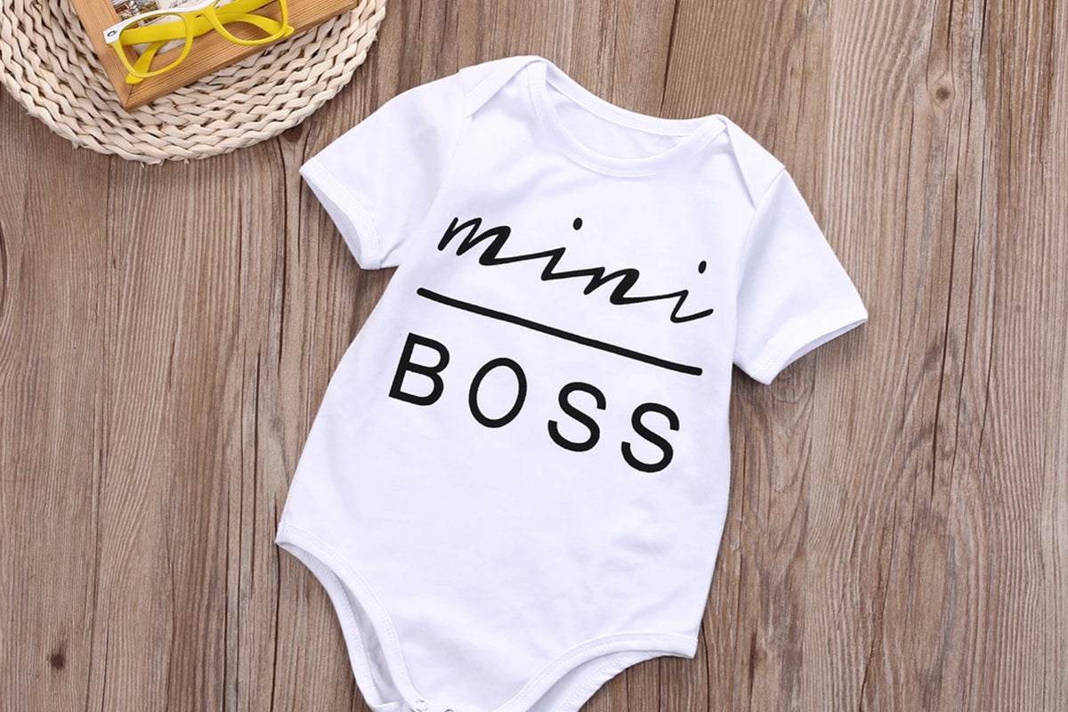 Image of "Mini Boss" Cotton Baby Onesie