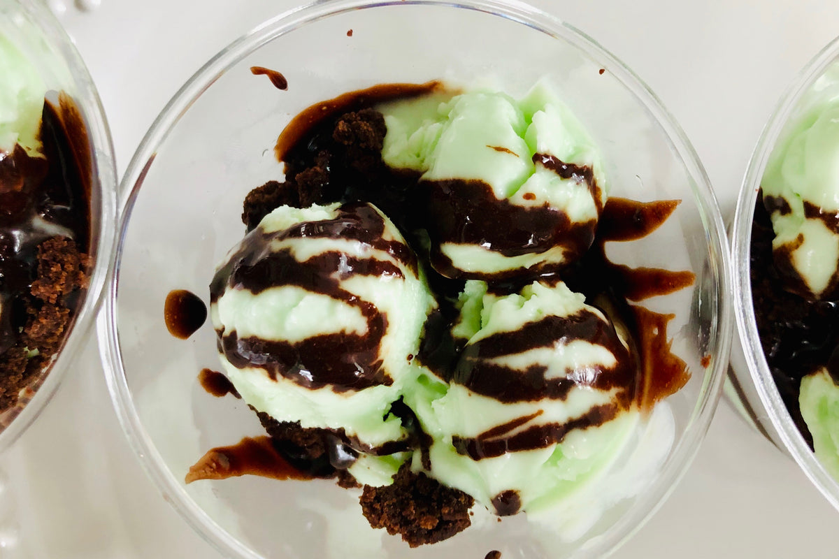 Image of Homemade Mint Ice Cream & Brownie Trifles