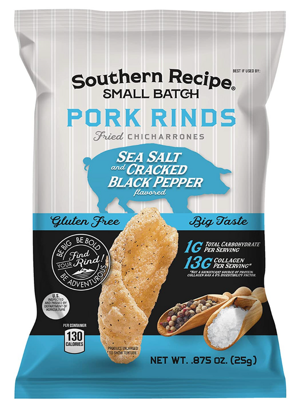 Southern Recipe Pork Rinds Sea Salt Cracked Black Pepper Flavor