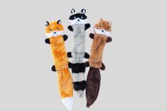 ZippyPaws Skinny Peltz - Fox, Raccoon, & Squirrel - No Stuffing Squeaky Dog Toys, Unstuffed Chew Toy for Small & Medium Breeds