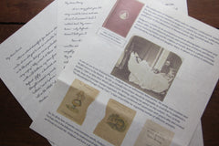 Letter packets include the letter and biographical and background material, like this one from writer Lewis Carroll, featuring his photos.